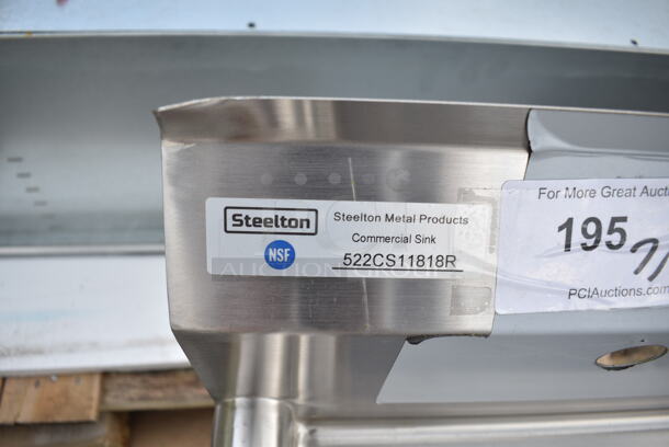 BRAND NEW SCRATCH AND DENT! Steelton 522CS11818R 38 3/4" 18-Gauge Stainless Steel One Compartment Commercial Sink with Right Drainboard - 18" x 18" x 12" Bowl - Image 7 of 7