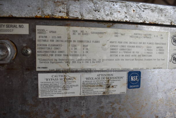 2 Garland Model GPD60 Stainless Steel Commercial Natural Gas Powered Single Deck Pizza Ovens w/ Cooking Stones on Metal Legs. 122,000. 81x49x63.5. 2 Times Your Bid! - Image 9 of 12