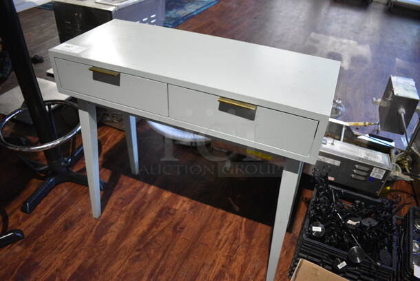 Gray Desk w/ 2 Drawers. 34x14x33. (lounge) - Image 3 of 5
