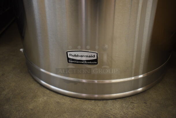 2 BRAND NEW! Rubbermaid Metallic Metal Trash Can w/ Ash Tray Top. 15x15x28. 2 Times Your Bid! - Image 3 of 4