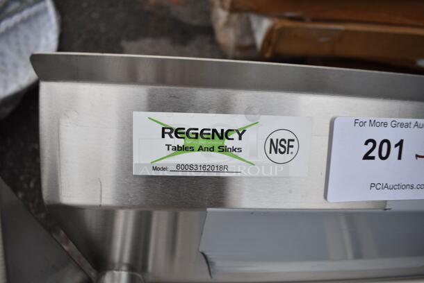 BRAND NEW SCRATCH AND DENT! Regency 600S3162018R Stainless Steel 3 Bay Sink w/ Right Side Drain Board. Bays 16x19.5x12. No Legs.  - Image 8 of 8
