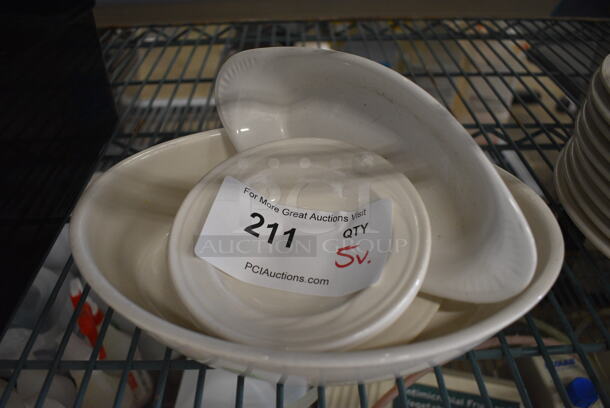 5 Various White Ceramic Dishes. Includes 10x7x2. 5 Times Your Bid!