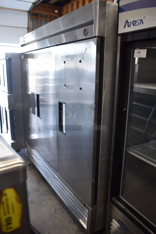 2010 True T-72 Commercial Stainless Steel Three Solid Door Reach In Cooler With Polycoated Shelves. 115V, 1 Phase. Tested and Working! - Image 3 of 7