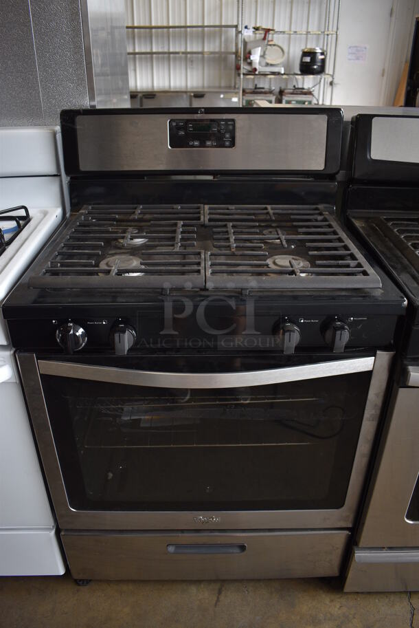 Whirlpool Model WFG320M0BS3 Natural Gas Powered 4 Burner Range w/ Oven. 30x26x46.5 - Image 1 of 9