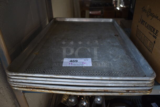 6 Metal Full Size Baking Pans; 1 Perforated. 18x26x1. 6 Times Your Bid!