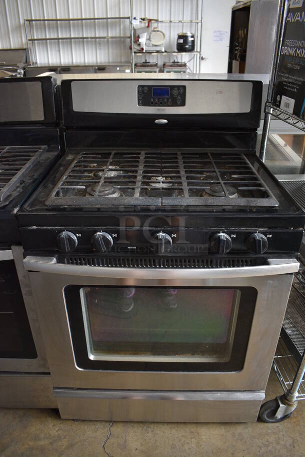 Whirlpool Model XFG374LVS Natural Gas Powered 4 Burner Range w/ Oven. 30x26x46.5 - Image 1 of 7