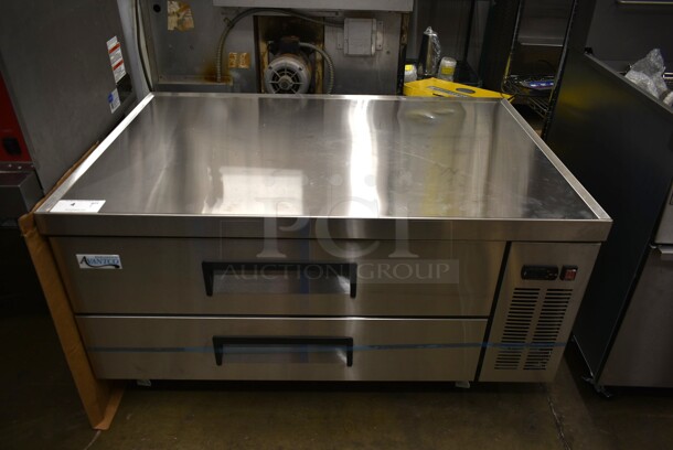 BRAND NEW SCRATCH AND DENT! 2023 Avantco 178CBE48HC Stainless Steel Commercial 2 Drawer Chef Base on Commercial Casters. 115 Volts, 1 Phase. Tested and Working! - Image 1 of 5
