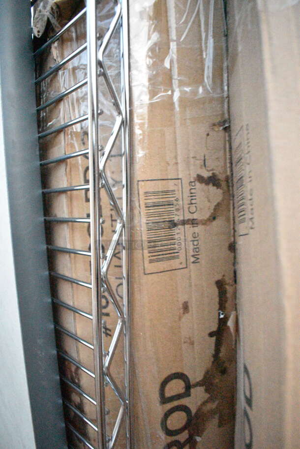 PALLET LOT of 20 BRAND NEW Items Including 2 Box 600PR1820Z Regency 20 Pan End Load Nesting Bun / Sheet Pan Rack - Unassembled, 460BB18X Regency Wall Mounting Bracket for Black Epoxy Wire Shelving, 2 Box 5583888, 3 Box 164TCOLRD437 Lancaster Table & Seating 37 1/2" x 4" Bar Height Table Base Column and Rod, 600WT30X30SS Regency 30" x 30" 16-Gauge 304 Stainless Steel Commercial Open Base Work Table, 600TS3036S Regency 30" x 36" 16-Gauge 304 Stainless Steel Commercial Work Table with Undershelf, 600TS1860S Regency 18" x 60" 16-Gauge 304 Stainless Steel Commercial Work Table with Undershelf. 20 Times Your Bid! - Image 8 of 10