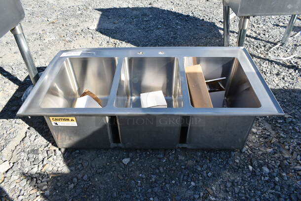 BRAND NEW SCRATCH AND DENT! Stainless Steel Commercial 3 Bay Drop In Sink. - Image 1 of 3
