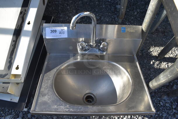 Stainless Steel Commercial Single Bay Wall Mount Sink w/ Faucet and Handles. 19x15x20 - Image 4 of 4