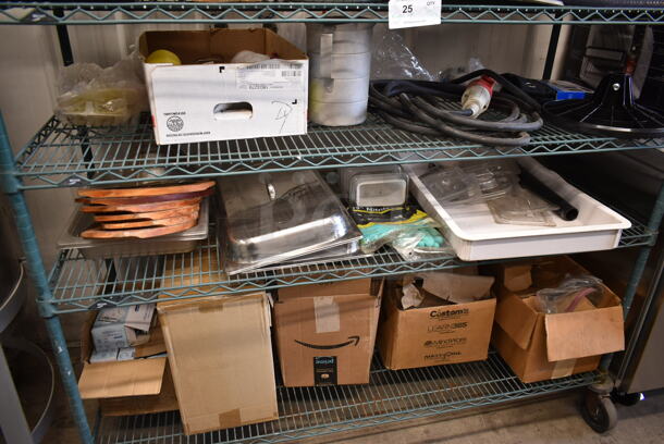ALL ONE MONEY! Lot of Various Items on Shelving Unit Including Dough Bin, Drop In Bin Lids, Metal Stock Pot and Electric Griddle. Does Not Include Shelving Unit. - Image 4 of 9
