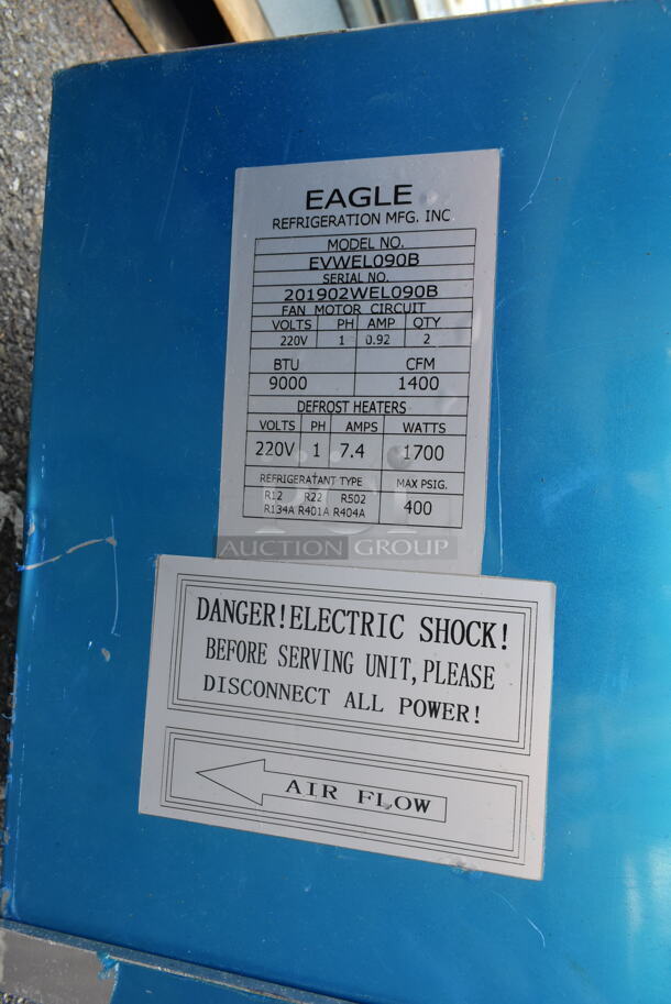 2 6'x8' Mr Winter Walk In Boxes - 1 Cooler and 1 Freezer w/ QTAJA7494ZXD-WC 200-230 Volt Compressor, QTAVA2490ZXN WC 220 Volt Compressor, Eagle EVWAL090B 230 Volt, 1 Phase Evaporator Fan and Eagle EVWEL090B 230 Volt, 1 Phase Evaporator Fan. Freezer Box Has a Floor, Cooler Box Does Not Have a Floor. 2 Times Your Bid! Picture of the Units Before Removal Is Included In the Listing. - Image 10 of 12