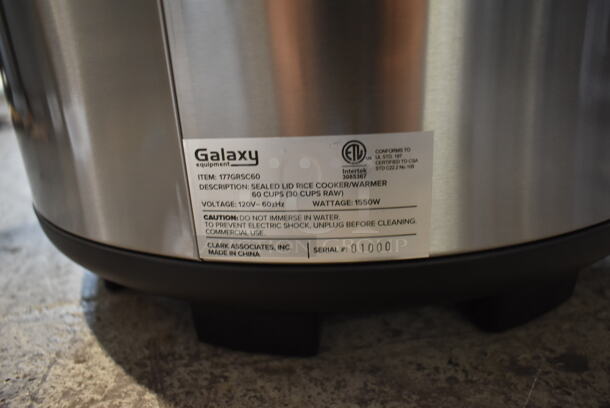 BRAND NEW SCRATCH AND DENT! Galaxy 177GRSC60 Stainless Steel 60 Cup Rice Cooker. 120 Volts, 1 Phase. Tested and Working! - Image 11 of 11