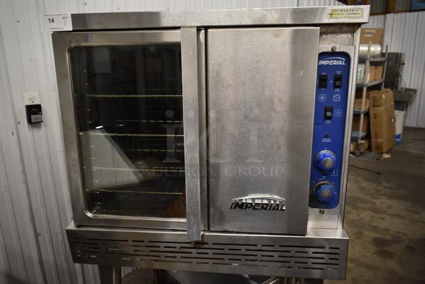 Imperial ICVG-1 Stainless Steel Commercial Natural Gas Powered Full Size Convection Oven w/ View Through Door, Solid Door, Metal Oven Racks, Thermostatic Controls and Metal Legs on Commercial Casters. - Image 2 of 12