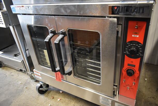 2 BRAND NEW SCRATCH AND DENT! Vulcan VC5ED ENERGY STAR Stainless Steel Commercial Electric Powered Full Size Convection Oven w/ View Through Doors, Metal Oven Racks and Thermostatic Controls on Commercial Casters. 240 Volts, 3/1 Phase. 2 Times Your Bid! Tested and Working! - Image 5 of 10