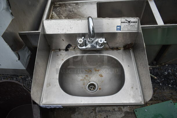 Eagle Stainless Steel Commercial Single Bay Wall Mount Sink w/ Faucet and Handles. - Image 3 of 6