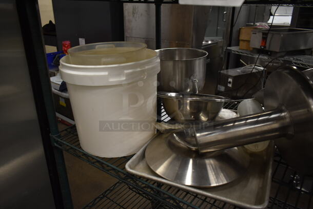 ALL ONE MONEY! Tier Lot of Various Items Including Metal Pans and Poly Bins - Image 2 of 4