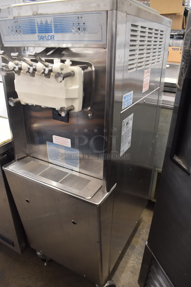 2010 Taylor 794-33 Commercial Stainless Steel Soft Serve Water Cooled Ice Cream Machine With 2 Hoppers On Commercial Casters. 208-230V, 3 Phase.  - Image 3 of 6