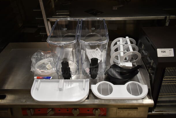 BRAND NEW SCRATCH AND DENT! 2 Poly Clear Slushie Machine Hoppers and Drip Tray. - Image 1 of 7