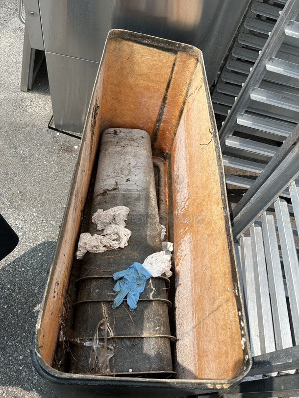 Black Trash Can Shell w/ 4 Black Poly Trash Cans. - Image 5 of 5