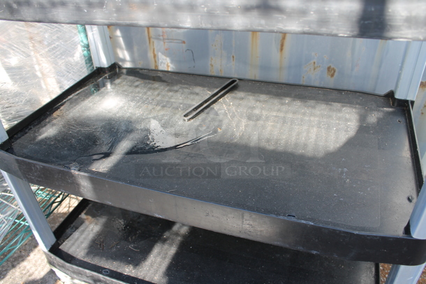 Black Poly 3 Tier Cart w/ Push Handles on Commercial Casters. - Image 3 of 4