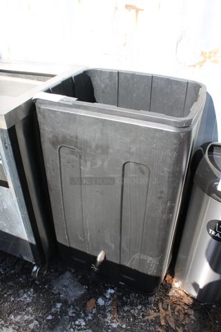 Black Poly Portable Ice Bin on Commercial Casters.
