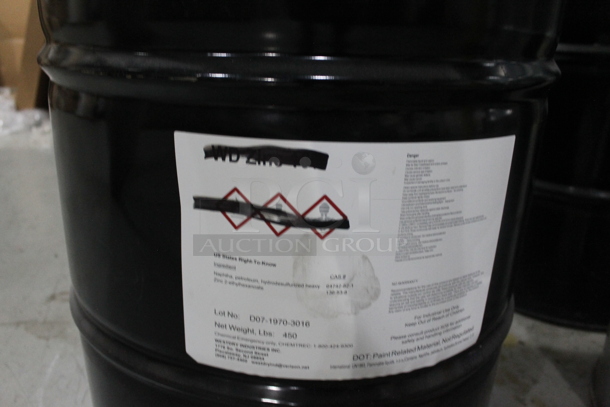 ALL ONE MONEY! Lot of 5 Metal Barrels; WD Zinc, Blue Magic Catalyst, MC Catalyst. BUYER MUST REMOVE. - Image 4 of 12