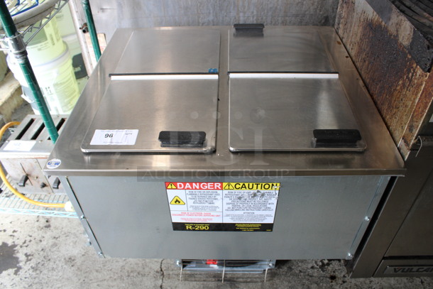 Stainless Steel Commercial Cold Pan Drop In Unit w/ 2 Center Hinge Lids. 30.5x27.5x27.5. Tested and Working!