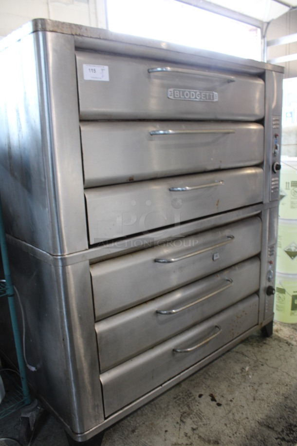 2 Blodgett Model 981 Stainless Commercial Natural Gas Powered Double Deck Pizza Oven on Metal Legs. 50,000 BTU. 60x40x66.5. 2 Times Your Bid! - Image 1 of 6