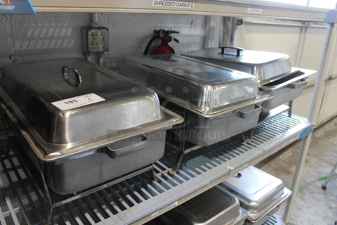 ALL ONE MONEY! Lot of 3 Metal Chafing Dishes w/ Drop In and Lid