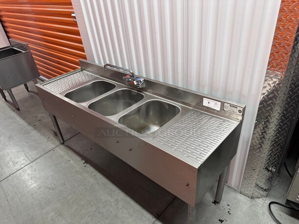 Clean! Krowne Metal 18-53C Stainless 3 Compartment Bar Sink w/ Two 12 inch  Drainboards 18 inch D
Krowne Metal Royal Underbar 1800 Series Bar Sink NSF  - Image 4 of 9