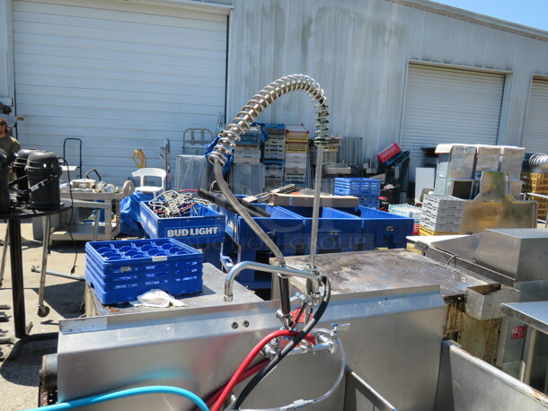 One Stainless Steel 3 Compartment Sink With Faucet And Hose Sprayer.  57X24X46 - Image 2 of 3