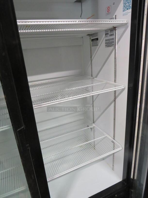 One Metalfrio 2 Door Glass Display Cooler With 6 Racks On Casters. WORKINH WHEN REMOVED. #NG49CHNC10. 54X29.5X82 - Image 4 of 4