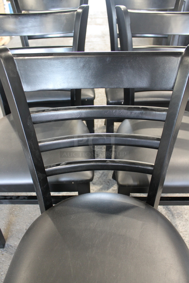 5 BRAND NEW SCRATCH AND DENT! Lancaster Table and Seating 164CWLBVBKAS Black Finish Wooden Ladder Back Dining Height Chair with 2 1/2" Black Padded Seat. 5 Times Your Bid! - Image 6 of 7