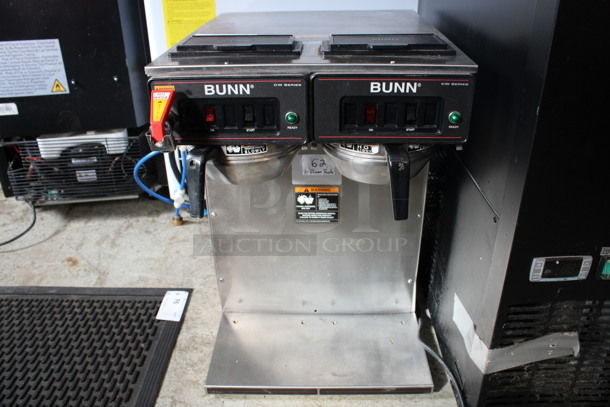 Bunn CW Series Stainless Steel Commercial Countertop Coffee Machine w/ Hot Water Dispenser and 2 Metal Brew Baskets. 16x22.5x24