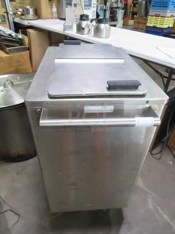One Seco Stainless Steel Mobile Ice Bin On Casters. Model# ICB-140. 24X17X33 - Image 1 of 2