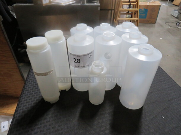 One Lot Of 10 Assorted Squeeze Bottles. 