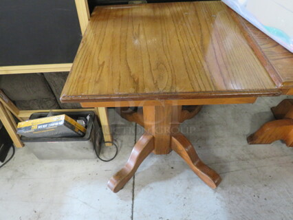 One Solid Oak Square Table On A Solid Oak Base. 24X24X30