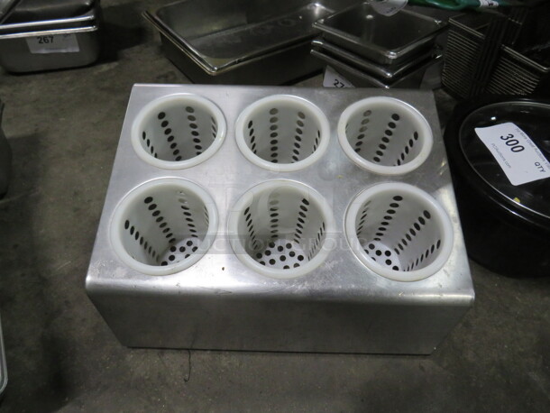 One Stainless Steel Flatware Holder With 6 Holders.