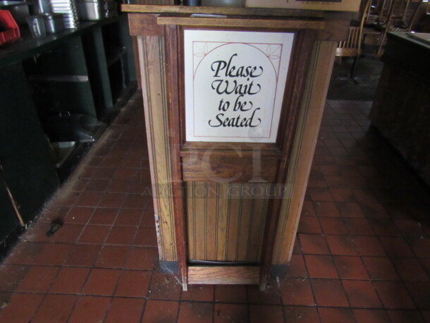 Wooden Sign. Please Wait To Be Seated. 18X48. BUYER MUST REMOVE.