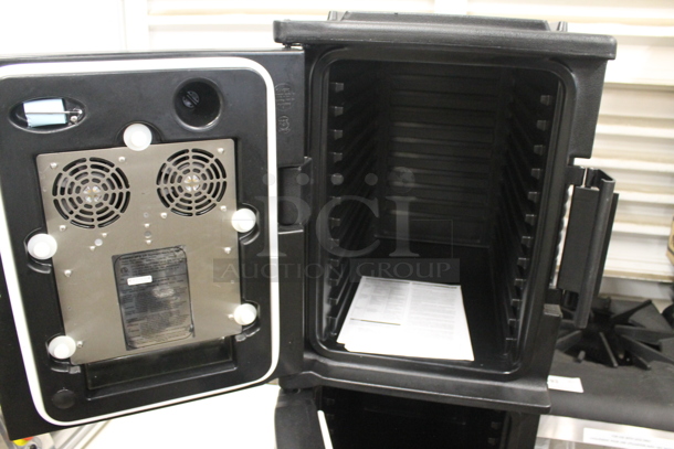 BRAND NEW SCRATCH AND DENT! Cambro CAM6000 Commercial Electric Stacked Black Heated Food Pan Carriers On Commercial Casters. 110-120V. Tested and Working! - Image 6 of 12