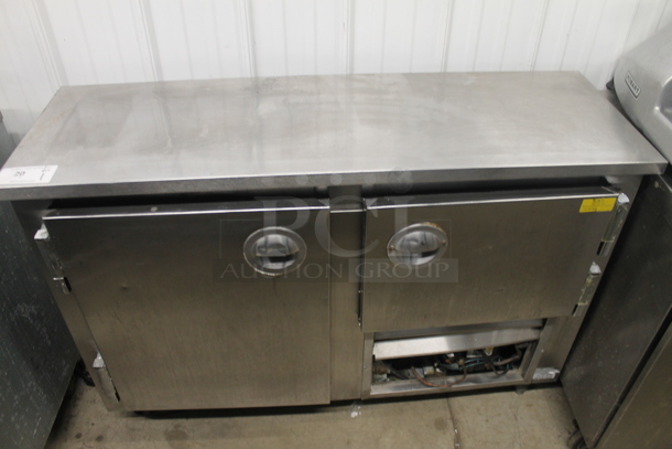  Leader LB48 Stainless Steel Commercial 2 Door Undercounter Cooler. 115 Volts, 1 Phase. Tested and Powers On But Does Not Get Cold