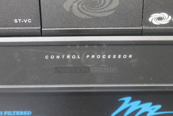 6 Electronic Rack Units in Black Metal Cabinet; Middleby Atlantic Power Center, Crestron Control Processor, Crestron Volume Tone Control, Ashly SRA-120 Power Amplifier, Extron AAP 301 Interface Extron Media Presentation Switcher. 6 Times Your Bid!   - Image 11 of 12