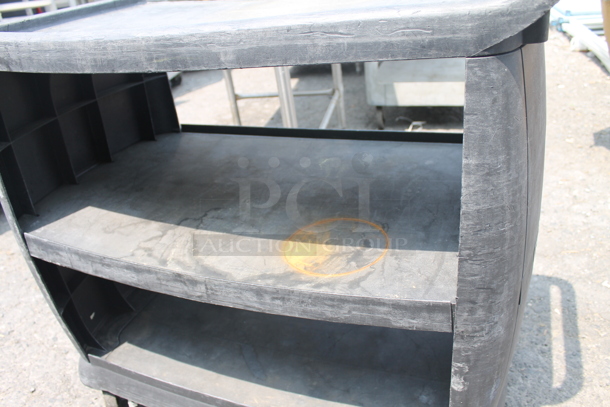 Black Utility Push Cart With 2 Undershelves On Commercial Casters. - Image 3 of 7