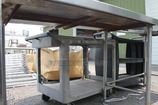 Commercial Stainless Steel Work Table With Backsplash and 2 Open Base Cabinets On Galvanized Legs. - Image 6 of 8