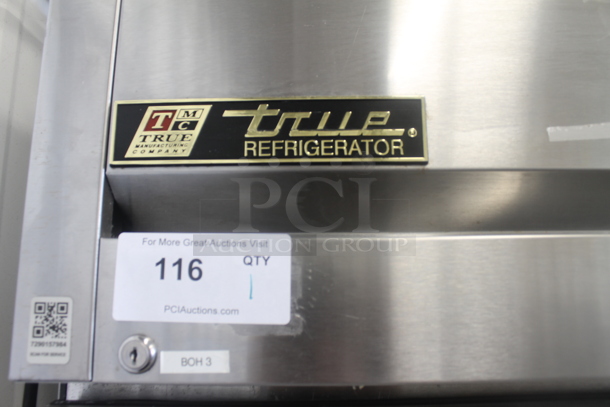 2015 True TG1R-1S ENERGY STAR Stainless Steel Commercial Single Door Reach In Cooler w/ Poly Coated Racks on Commercial Casters. 115 Volts, 1 Phase. Tested and Working! - Image 3 of 5