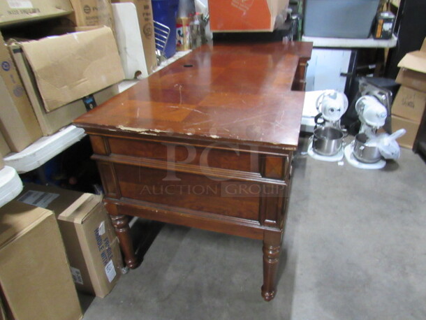 One Solid Wood Executive Desk With 5 Drawers. 62X30X30.5 - Image 2 of 3