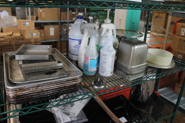 ALL ONE MONEY! Lot of 2 Tiers Worth of Various Items Including Metal Baking Pans, Stainless Steel Drop In Bins and Cleaners! - Image 5 of 8