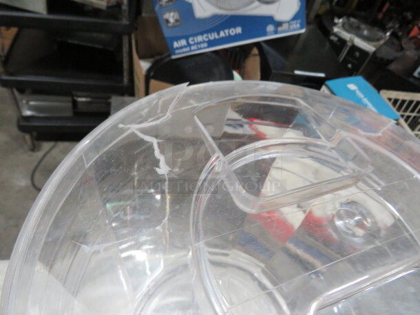 One Clear Poly Beverage Dispenser With Stand And A Cracked  LID. See Pics. - Image 2 of 2