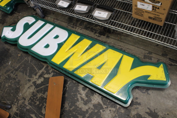 Green, Yellow and White Subway Sign. 68x4x18